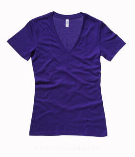Women`s Deep V-Neck Jersey T-Shirt 3. kuva